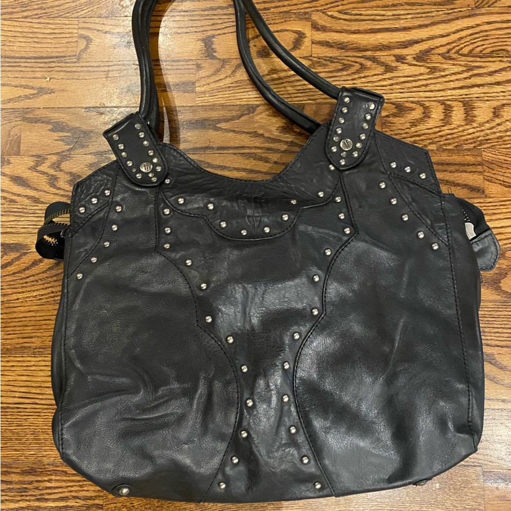 Vintage Frye large shoulder studded genuine leather bag